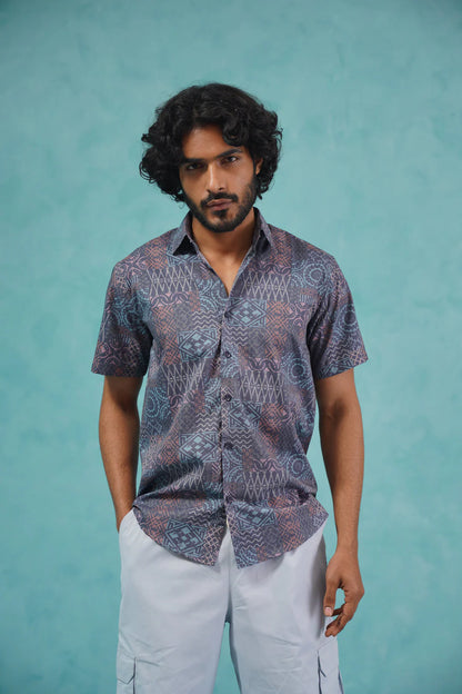 Grey Printed Casual Shirt - Grey