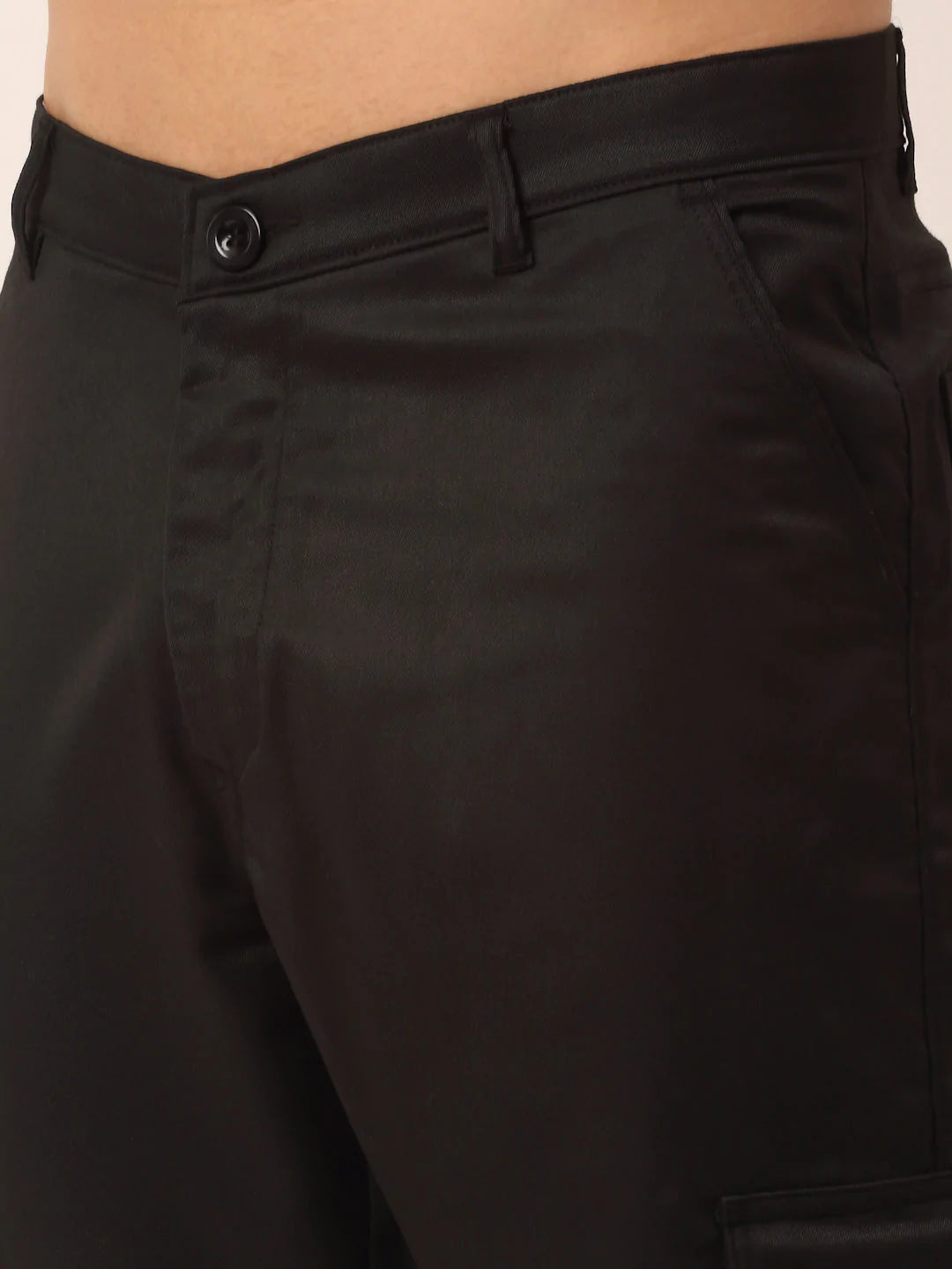 Men's Casual Cotton Solid Cargo Pant - Black