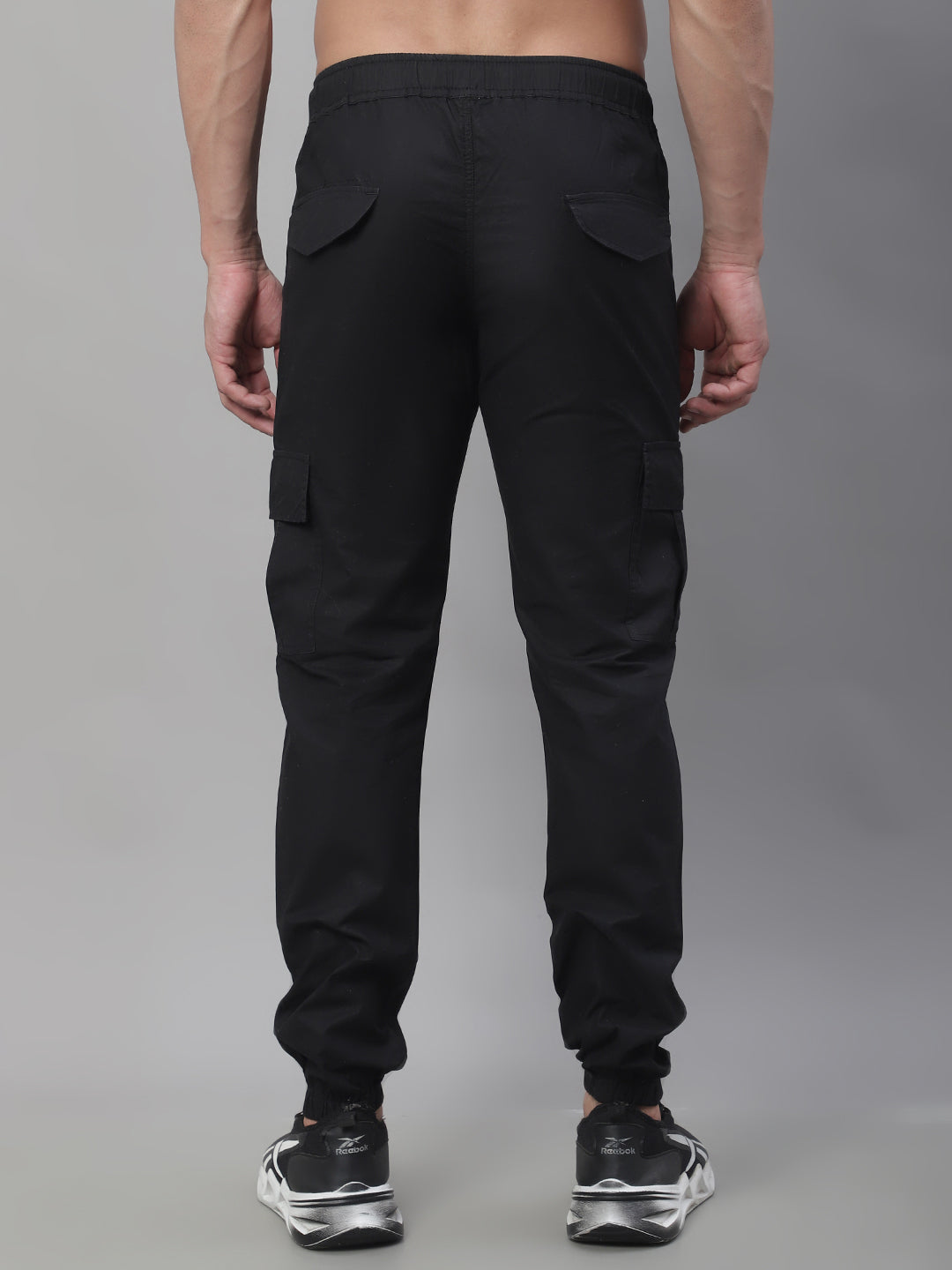 Men's Casual Cotton Solid Cargo Pants - Black