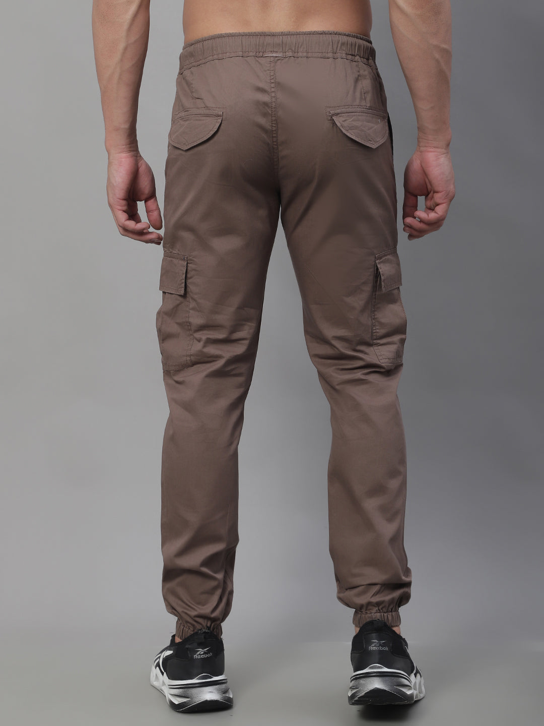 Men's Casual Cotton Solid Cargo Pants - Brown