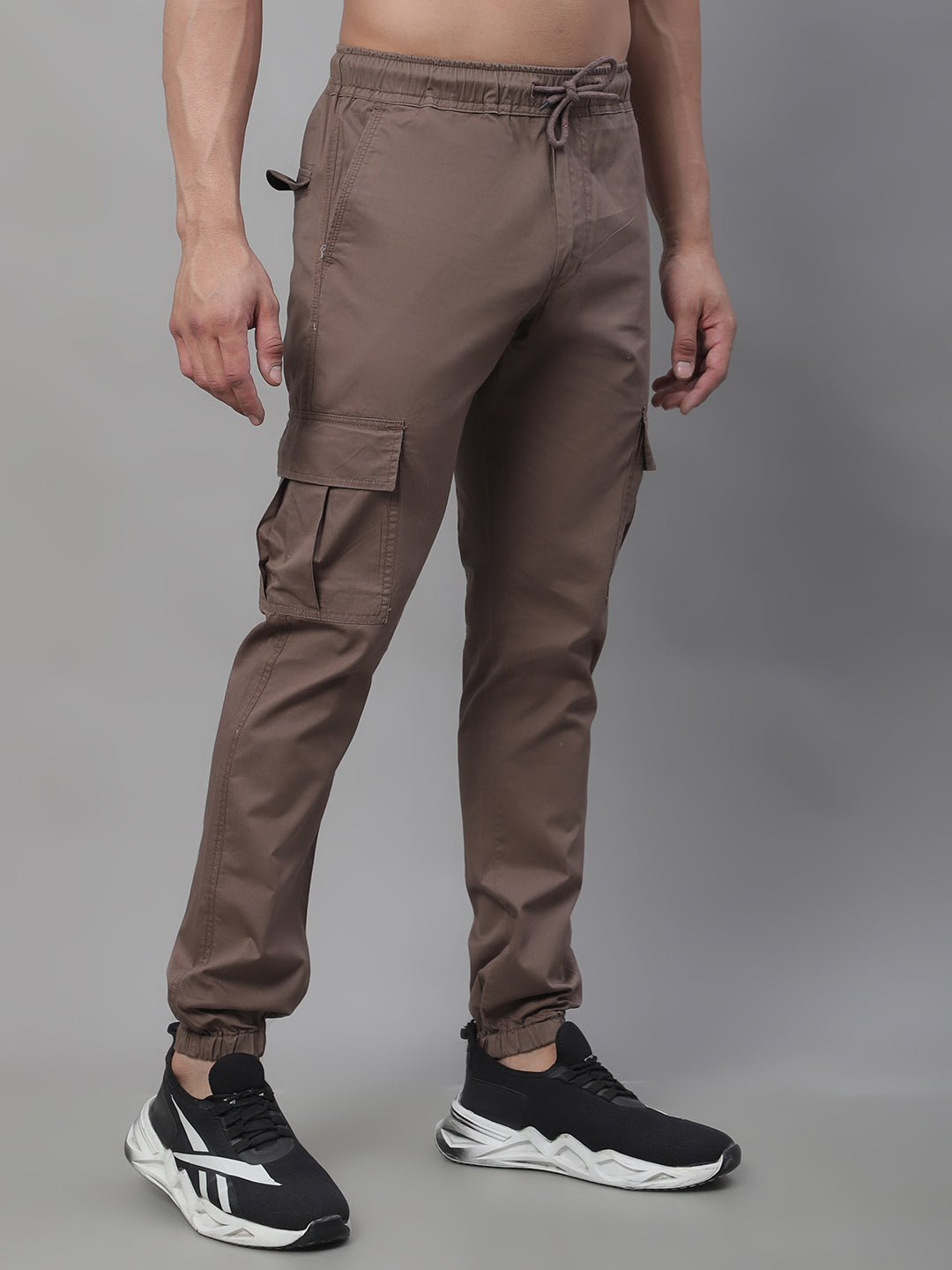 Men's Casual Cotton Solid Cargo Pants - Brown