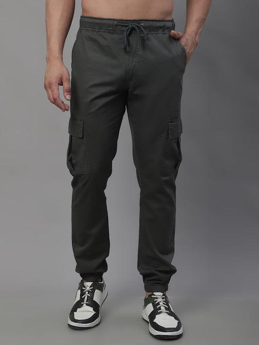 Men's Casual Cotton Solid Cargo Pants - Grey