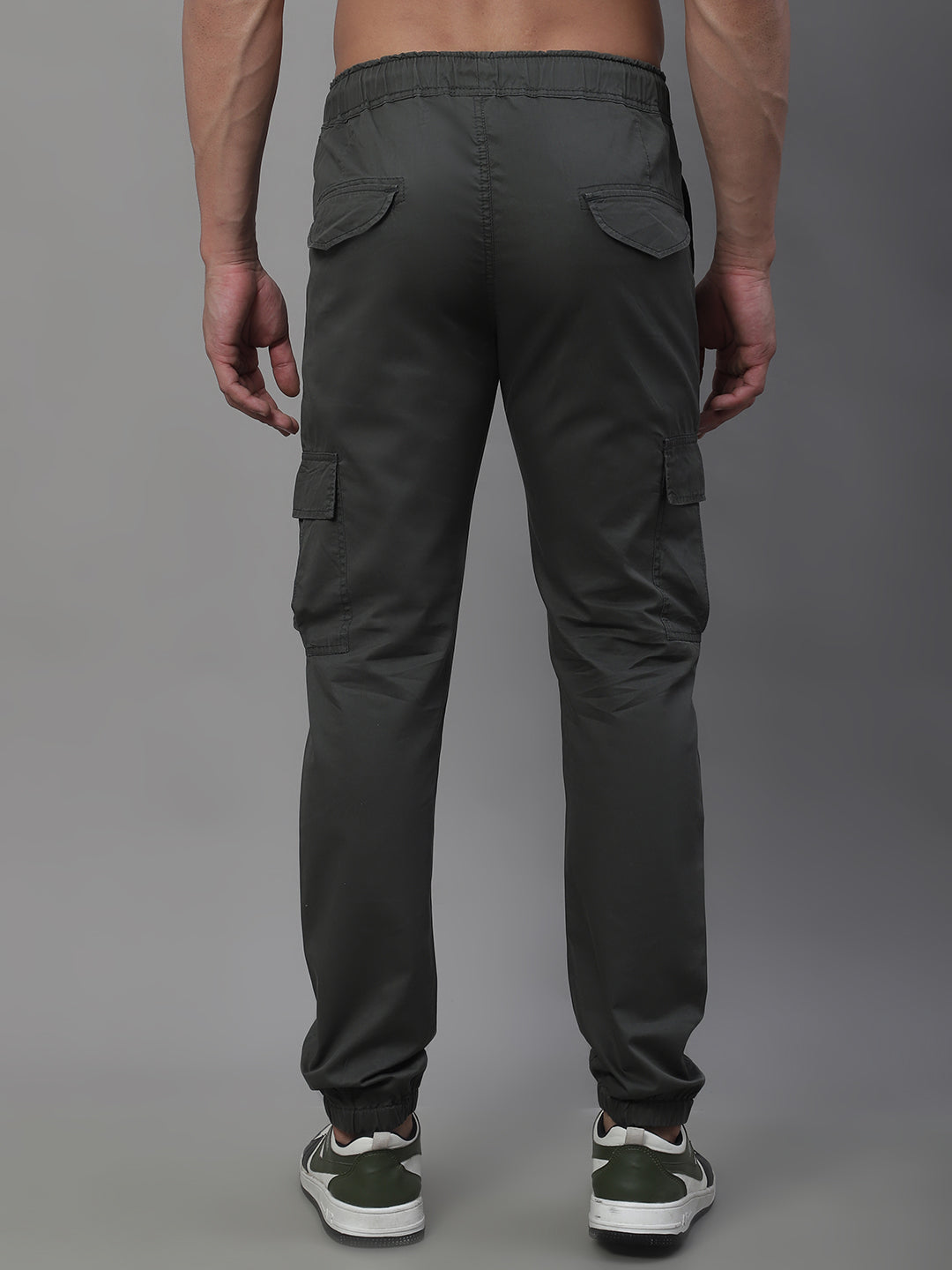 Men's Casual Cotton Solid Cargo Pants - Grey