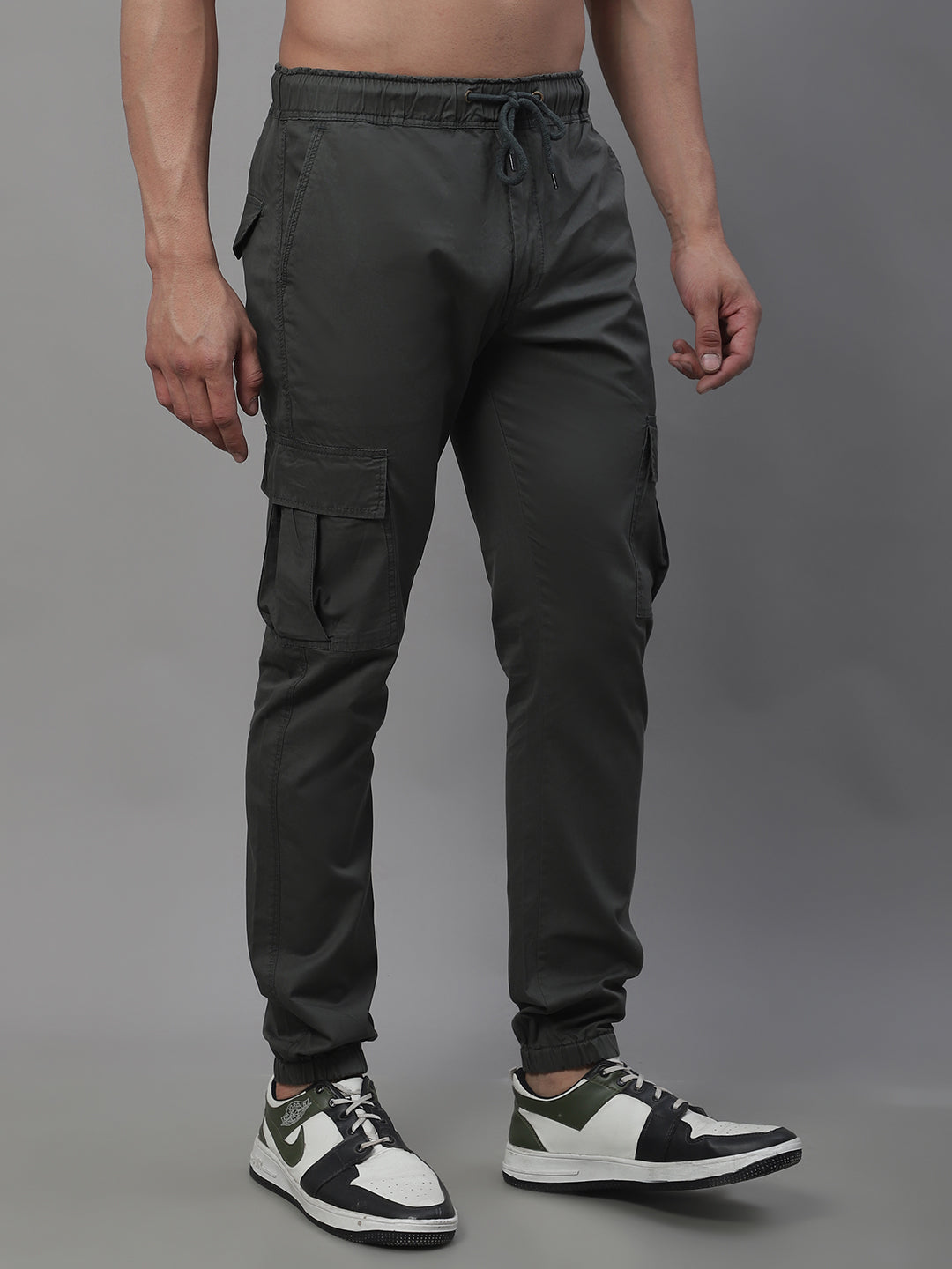 Men's Casual Cotton Solid Cargo Pants - Grey