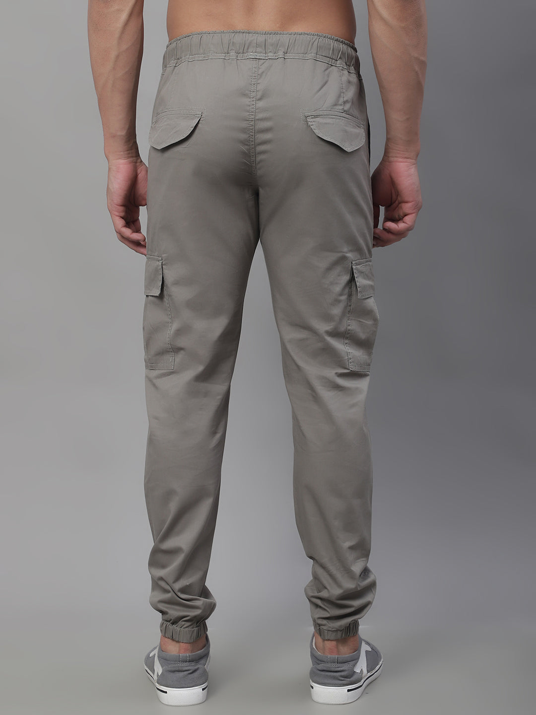 Men's Casual Cotton Solid Cargo Pants - Grey