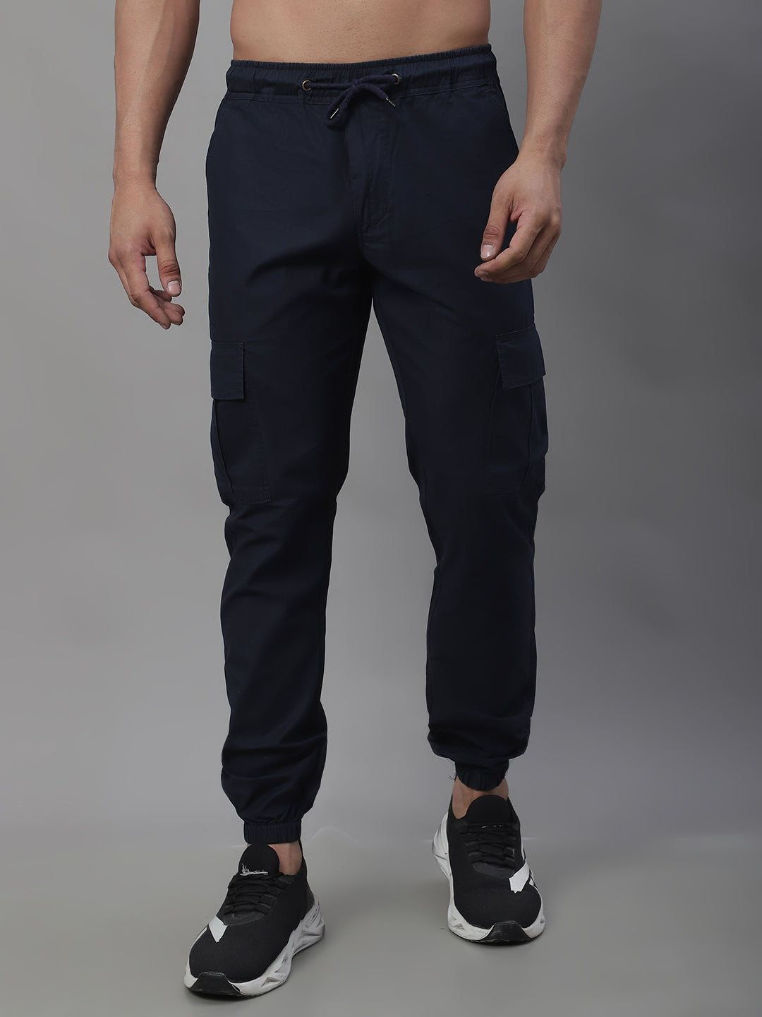 Men's Casual Cotton Solid Cargo Pants - Navy