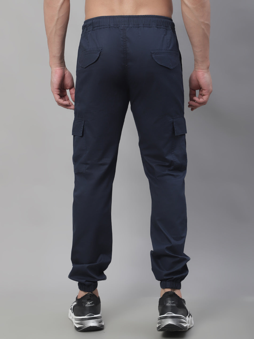 Men's Casual Cotton Solid Cargo Pants - Navy