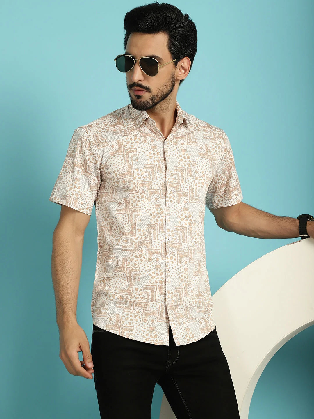 Printed Casual Shirt - Peach