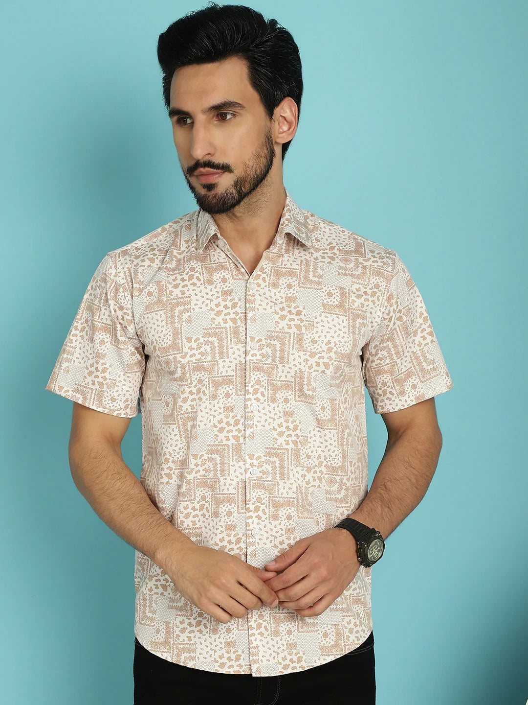 Printed Casual Shirt - Peach