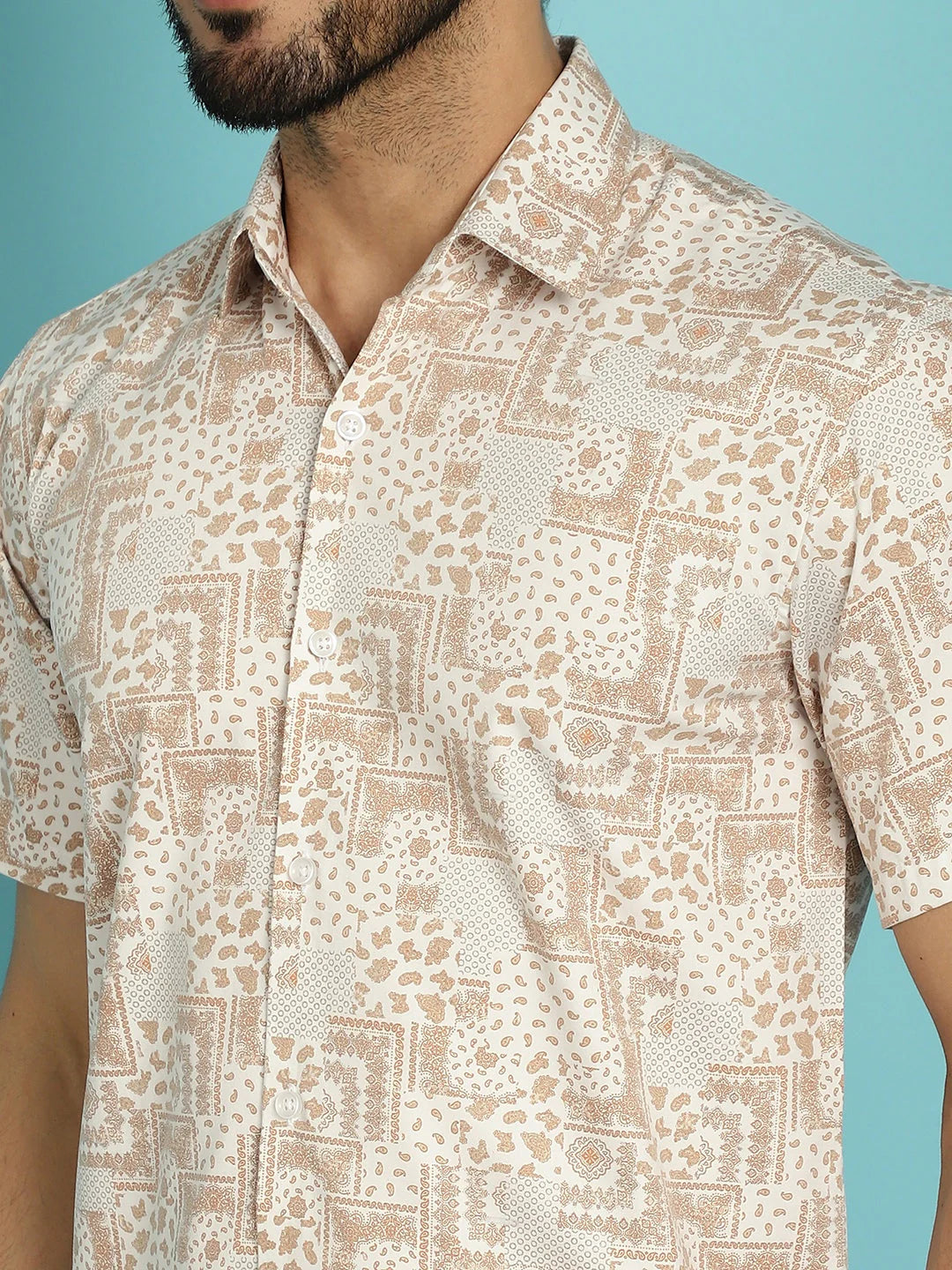 Printed Casual Shirt - Peach