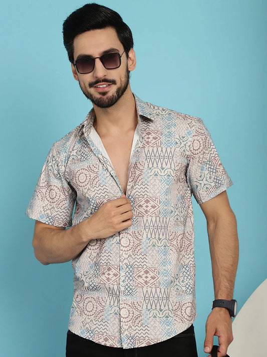 Beige Printed Casual Shirt - Beige