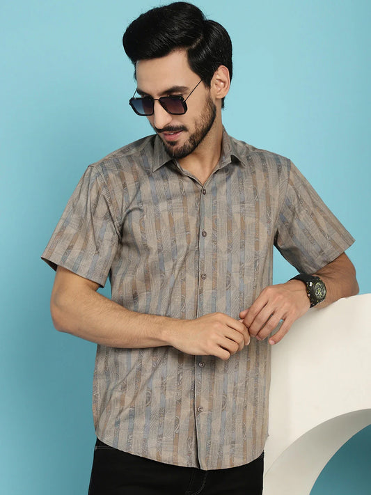 Floral Printed Casual Shirt - Beige