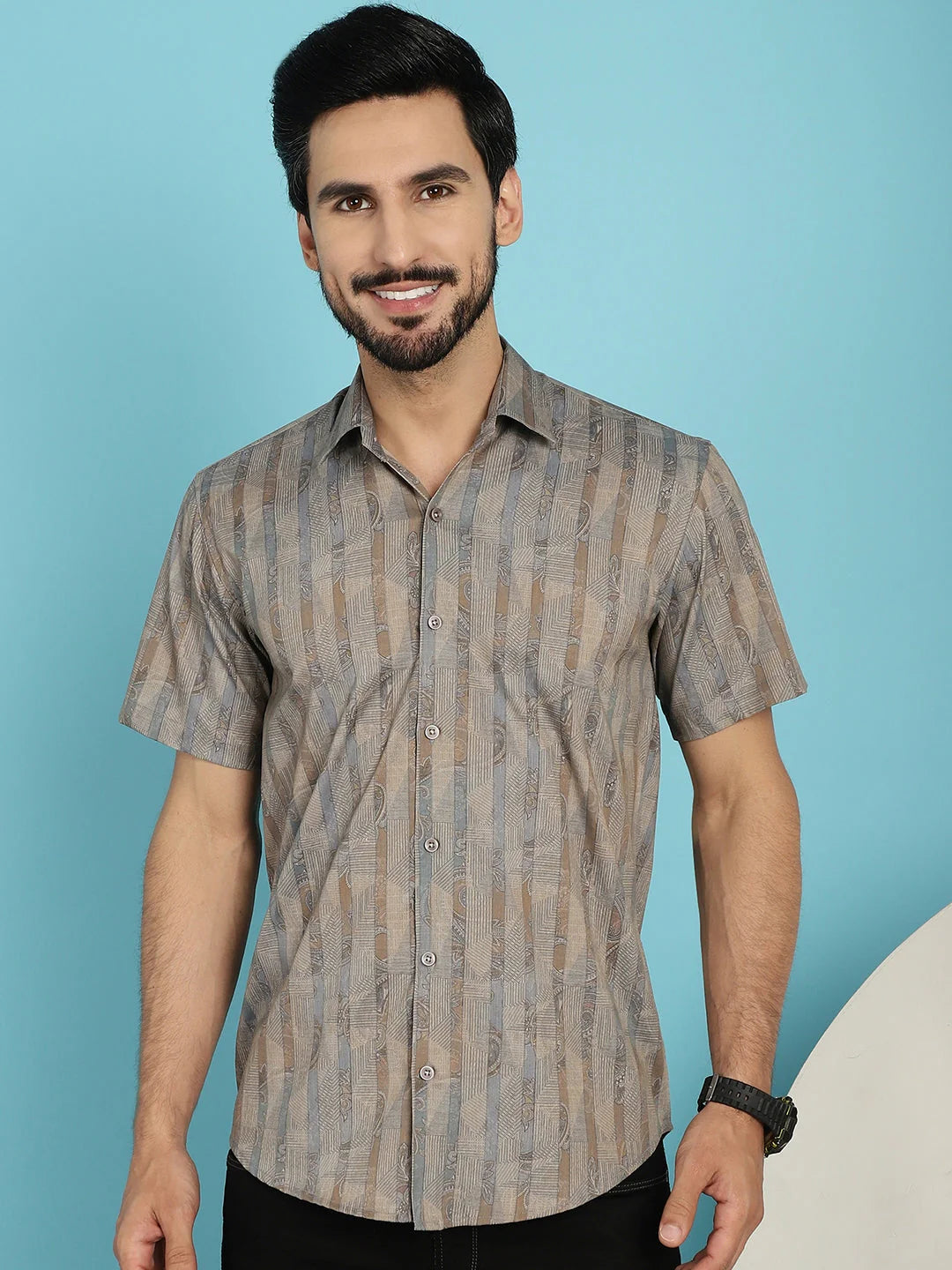 Floral Printed Casual Shirt - Beige