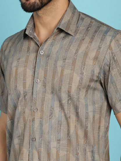 Floral Printed Casual Shirt - Beige