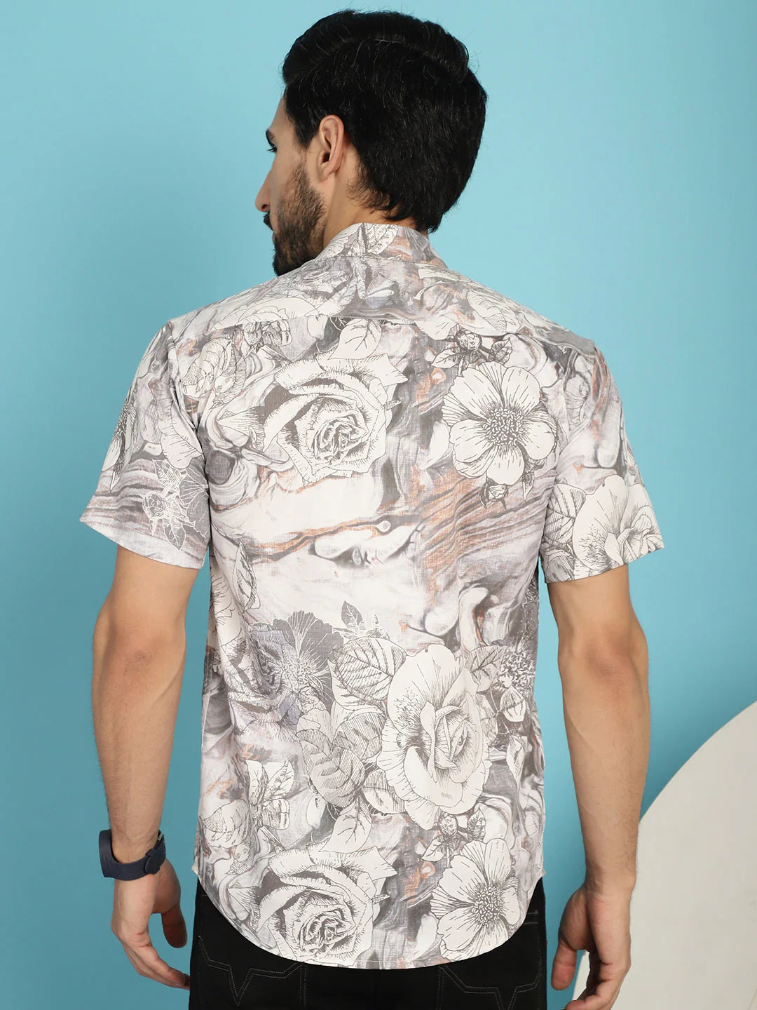 Floral Printed Casual Shirt - Cream