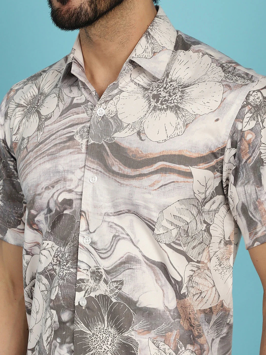 Floral Printed Casual Shirt - Cream