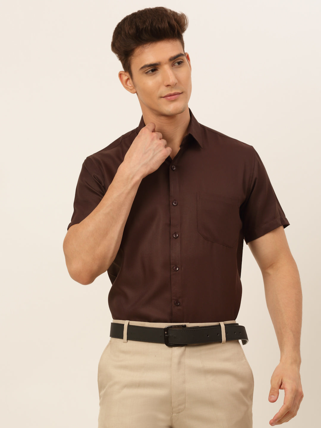 Men's Cotton Solid Formal Shirt's - Coffee