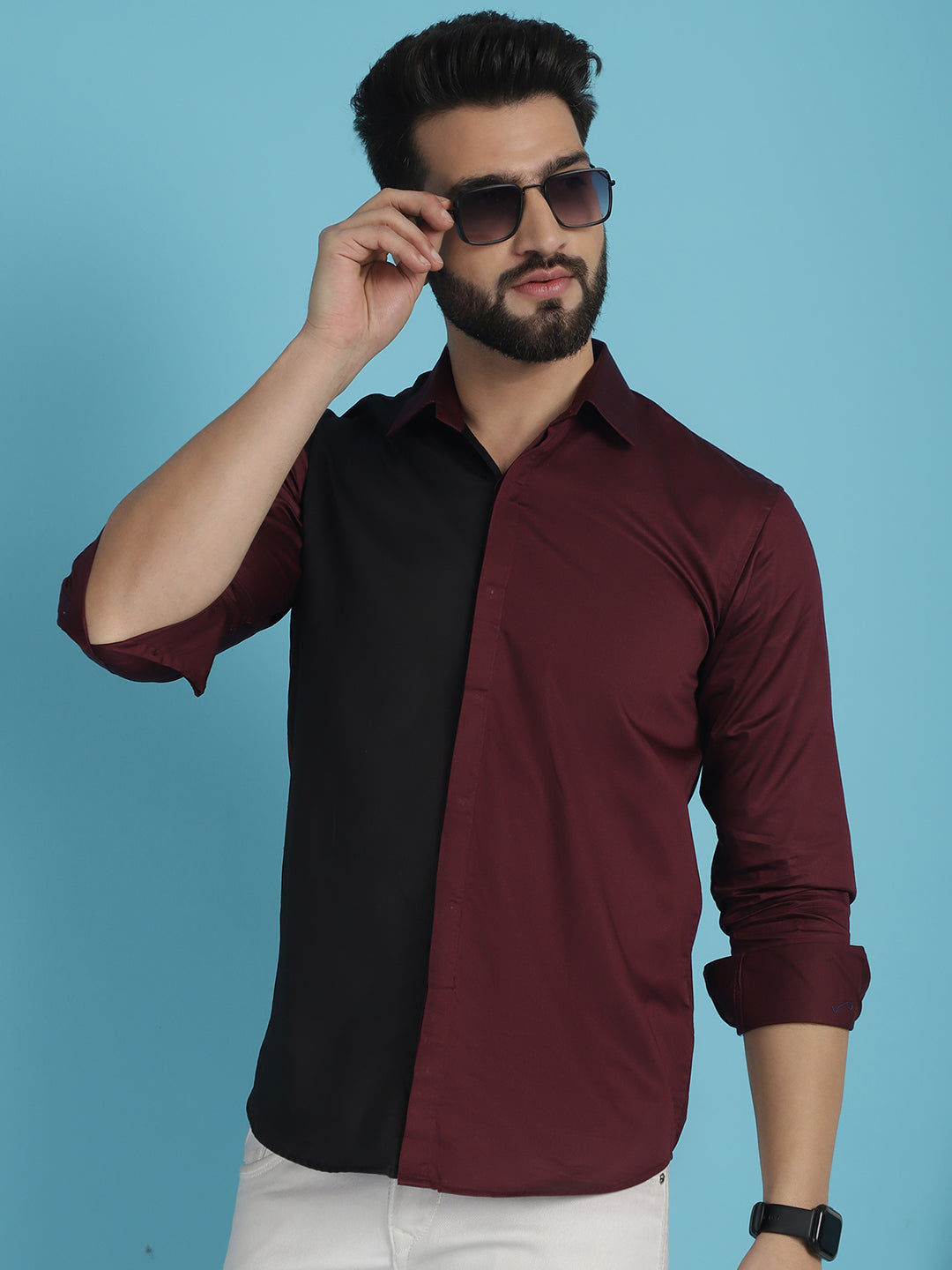 Premium Cotton Satin Casual Shirt - Wine