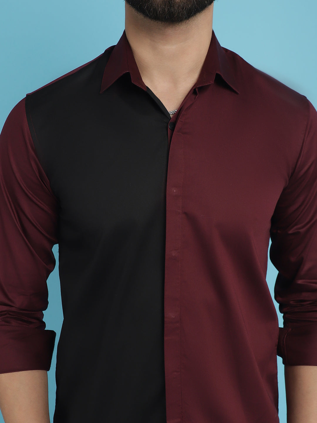 Premium Cotton Satin Casual Shirt - Wine