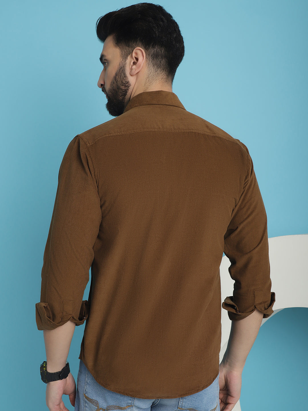 Men Standard Corduroy Cotton Shirt - Brown