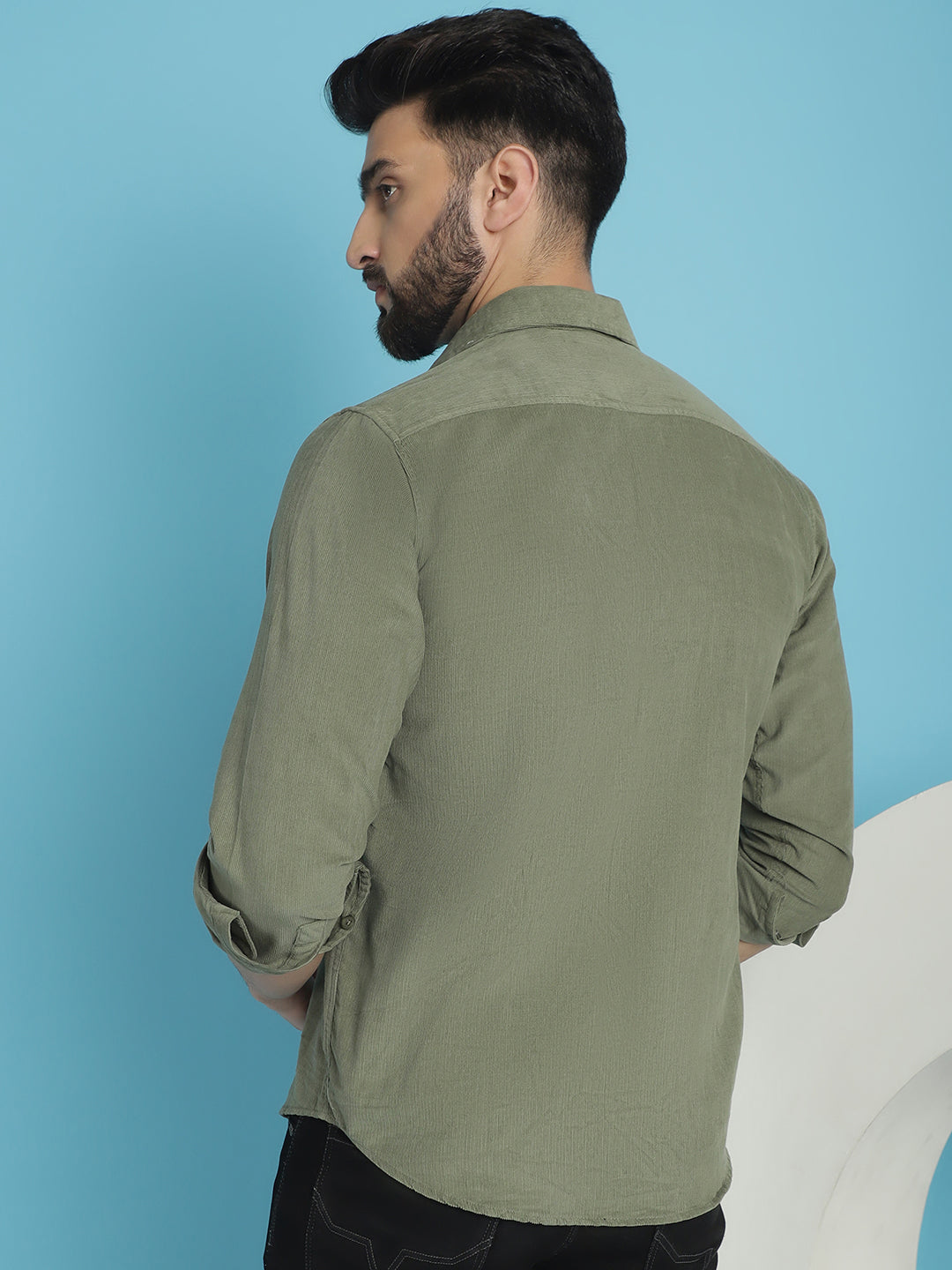 Men Standard Corduroy Cotton Shirt - Pista