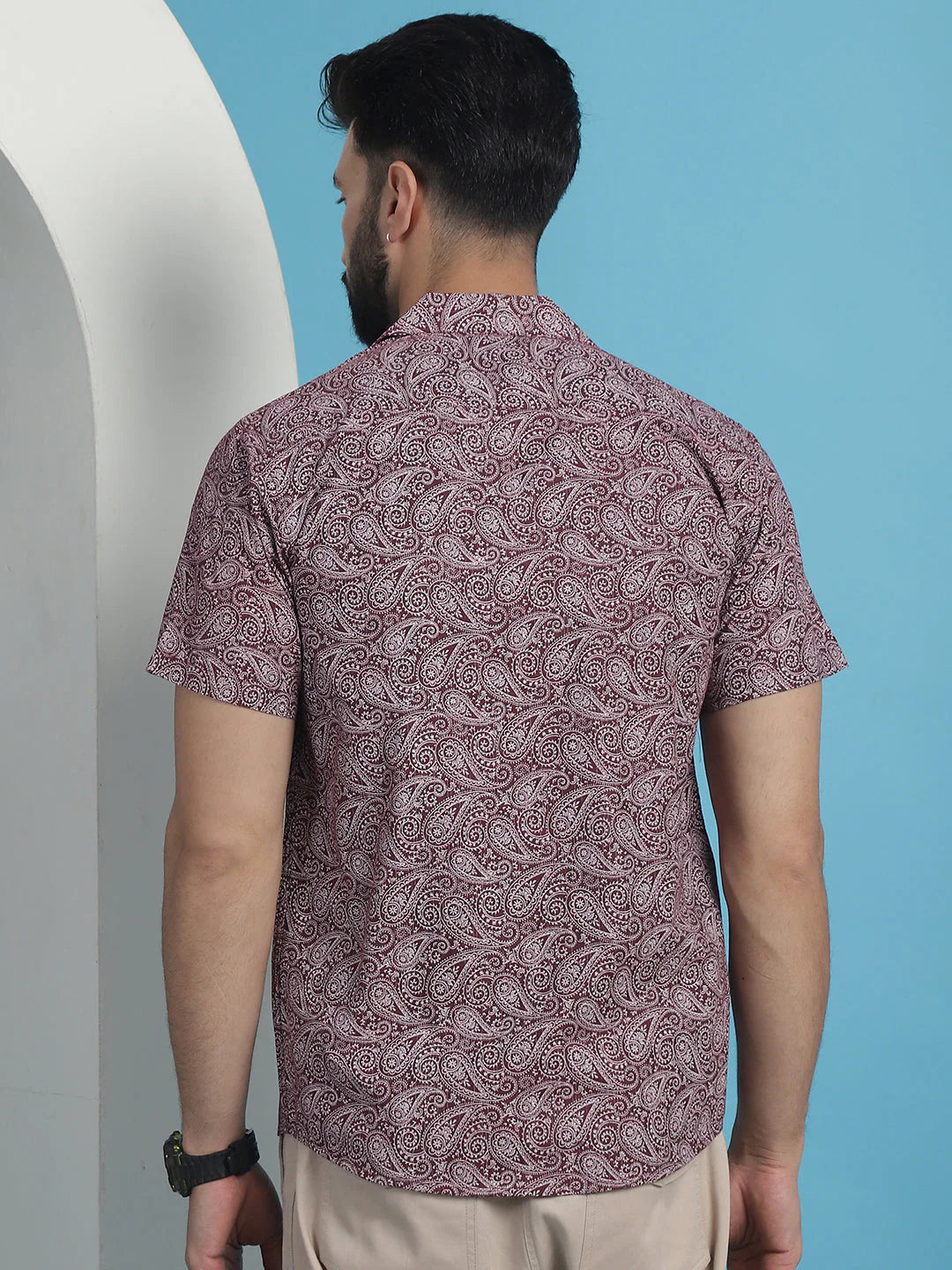 Maroon Paisley Printed Cotton Casual Shirt - Maroon