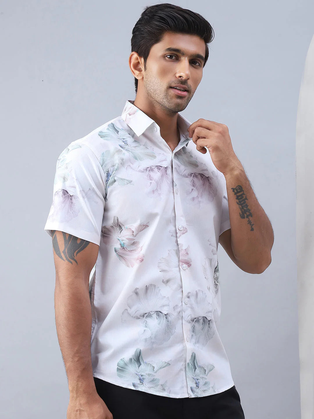 Printed Cotton Casual Shirt For Men - Green