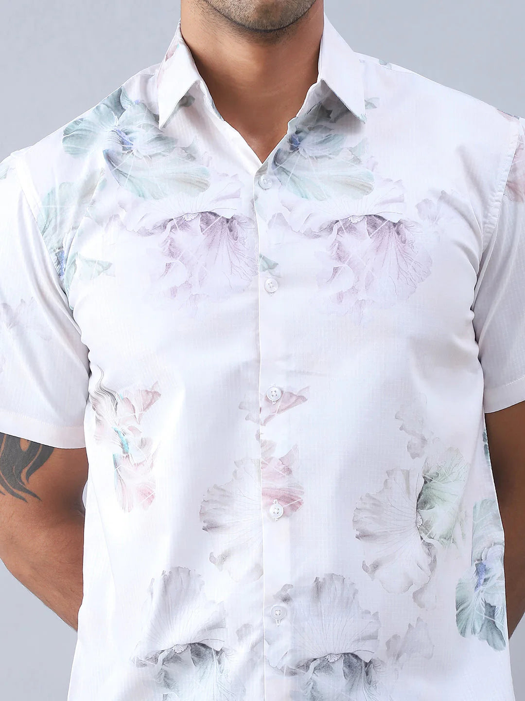 Printed Cotton Casual Shirt For Men - Green