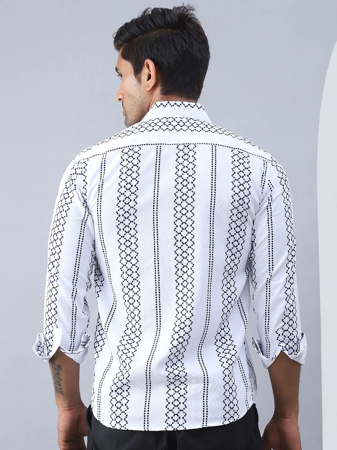 Printed Cotton Casual Shirt For Men - White