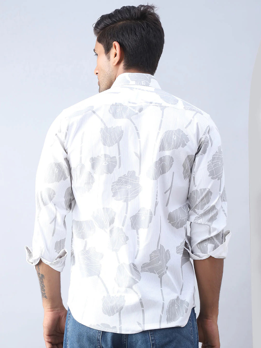 Printed Cotton Casual Shirt For Men - White