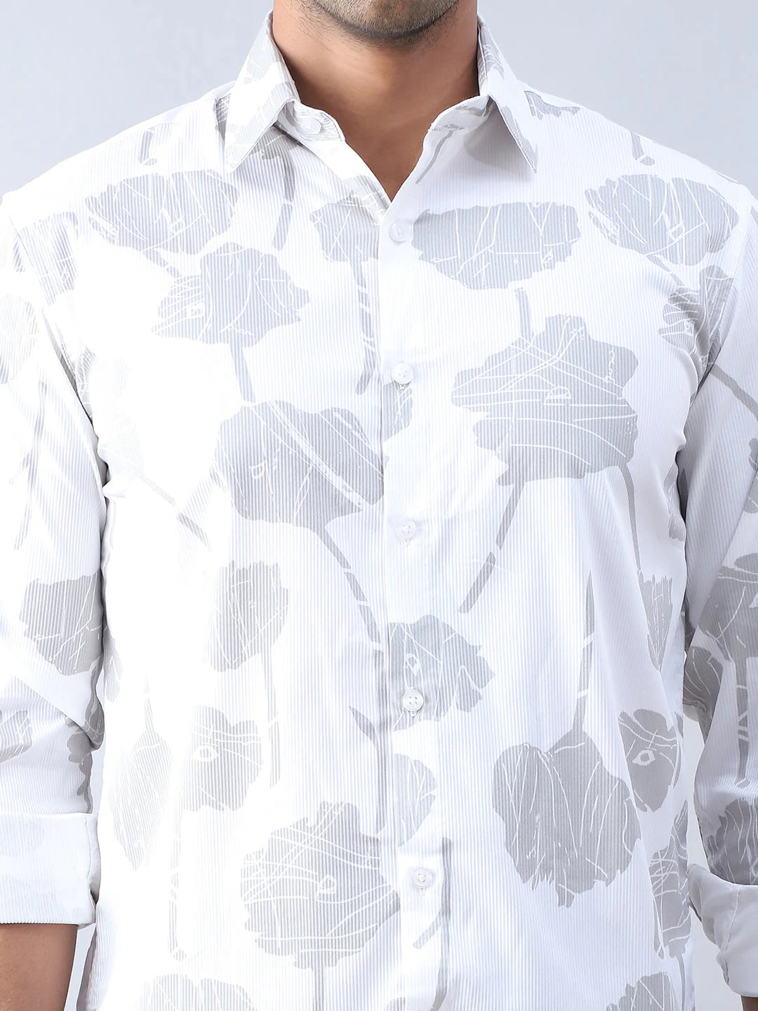 Printed Cotton Casual Shirt For Men - White