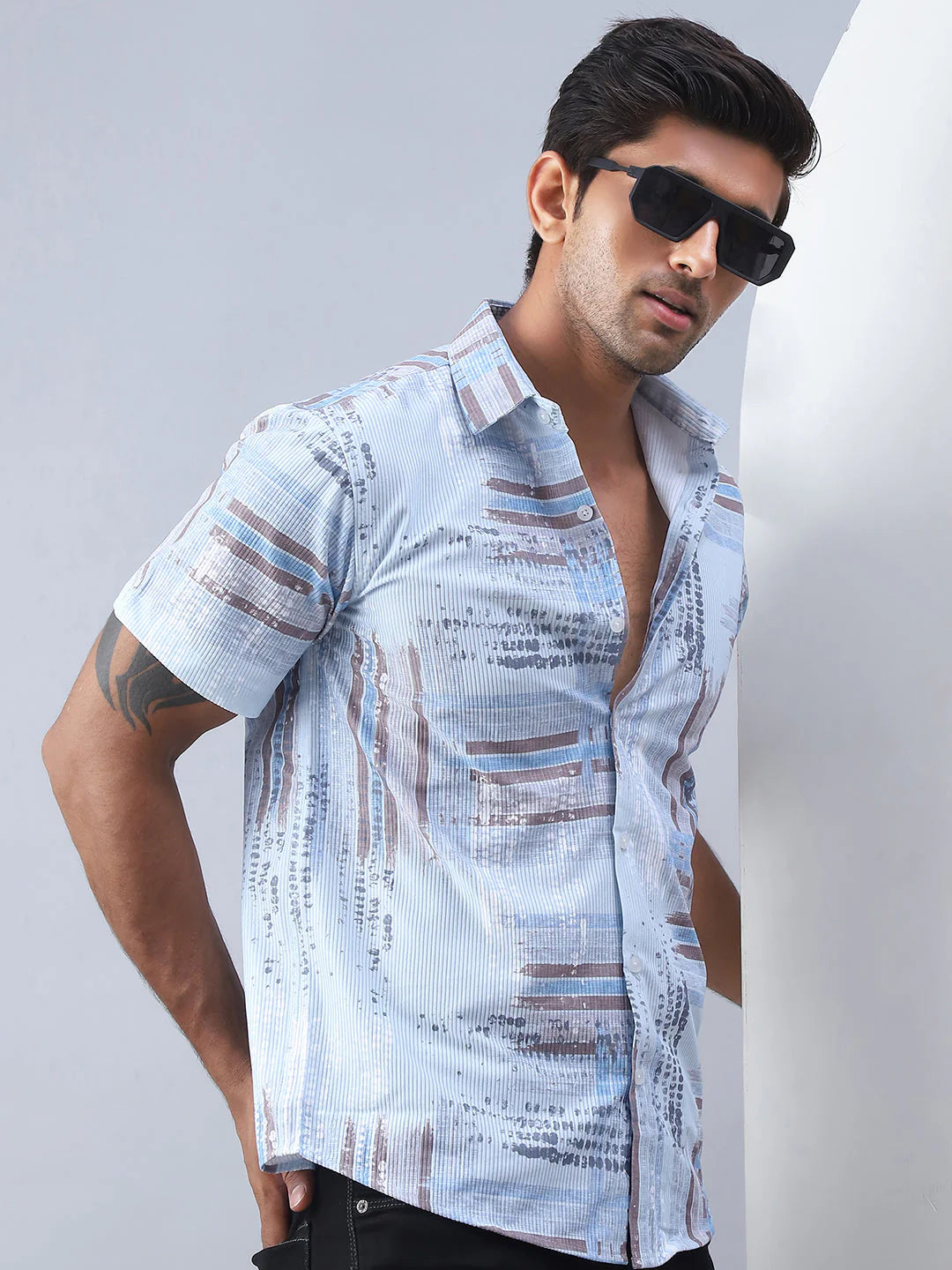 Printed Casual Shirt for Men - Blue