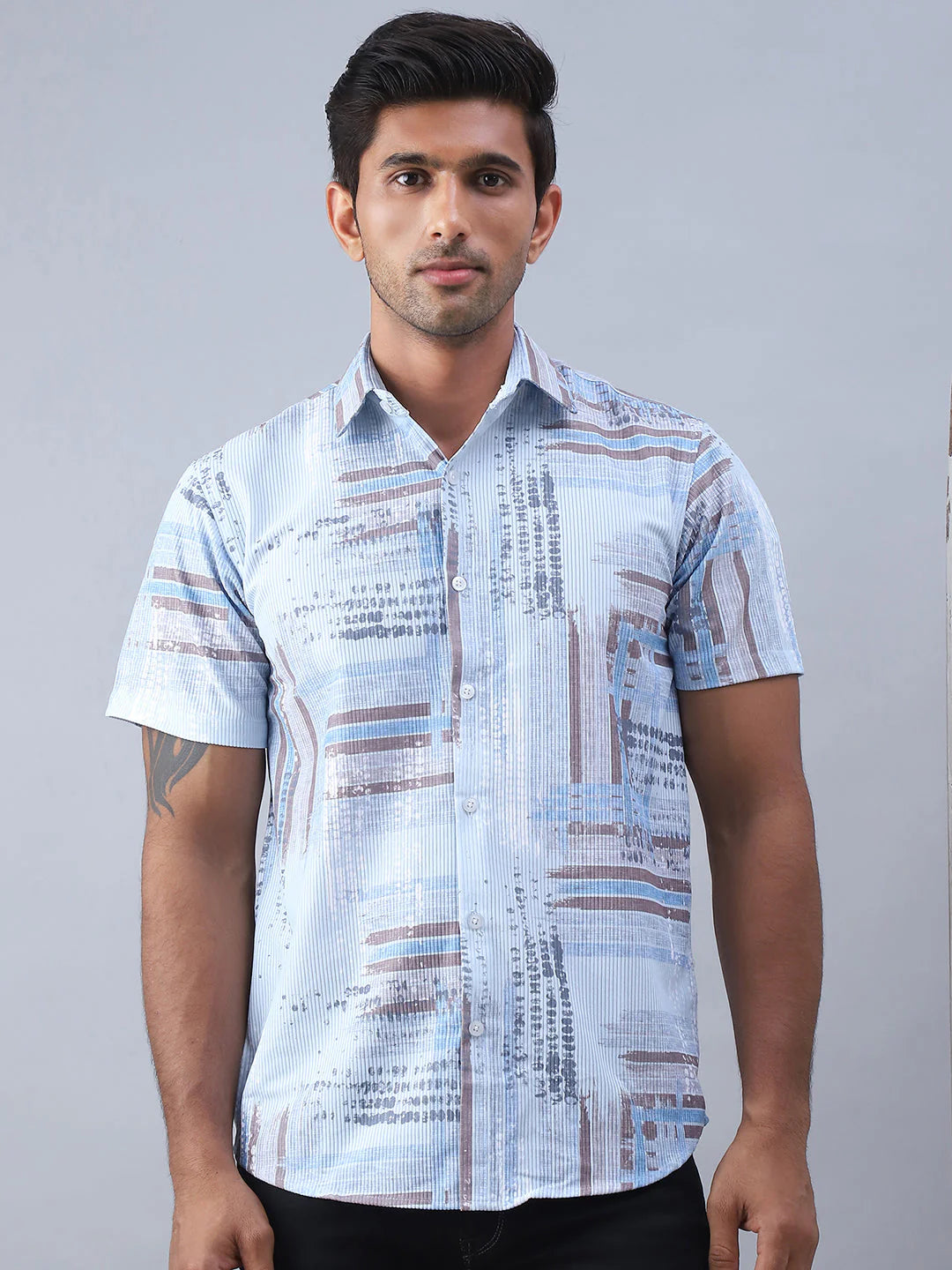 Printed Casual Shirt for Men - Blue