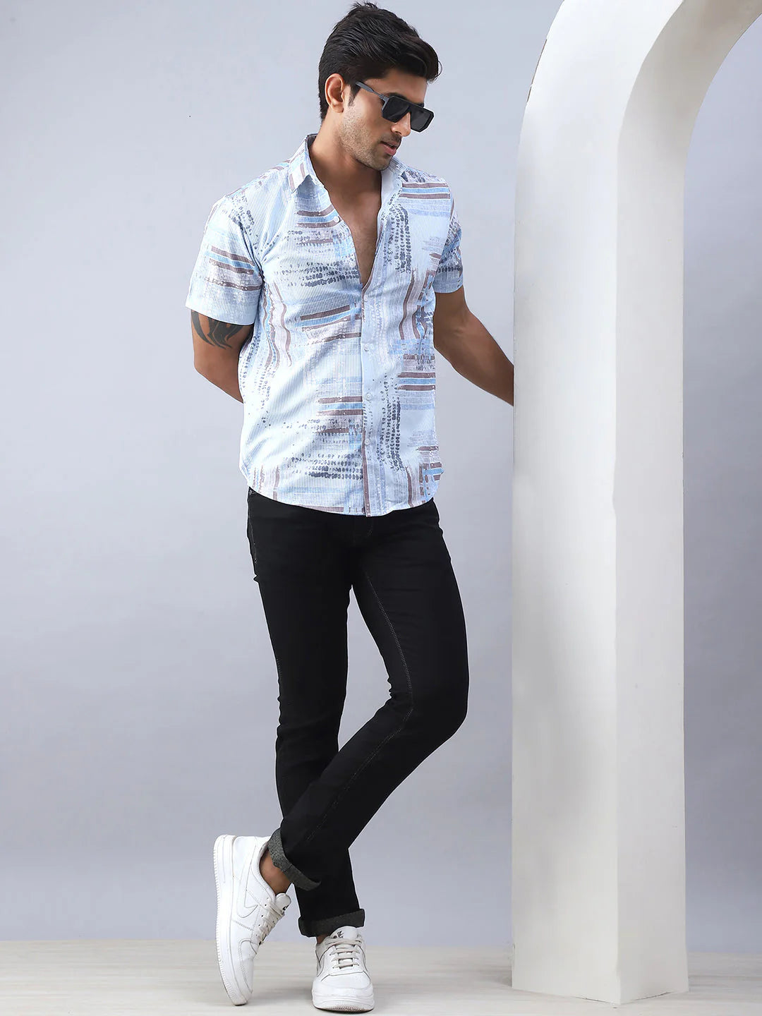 Printed Casual Shirt for Men - Blue