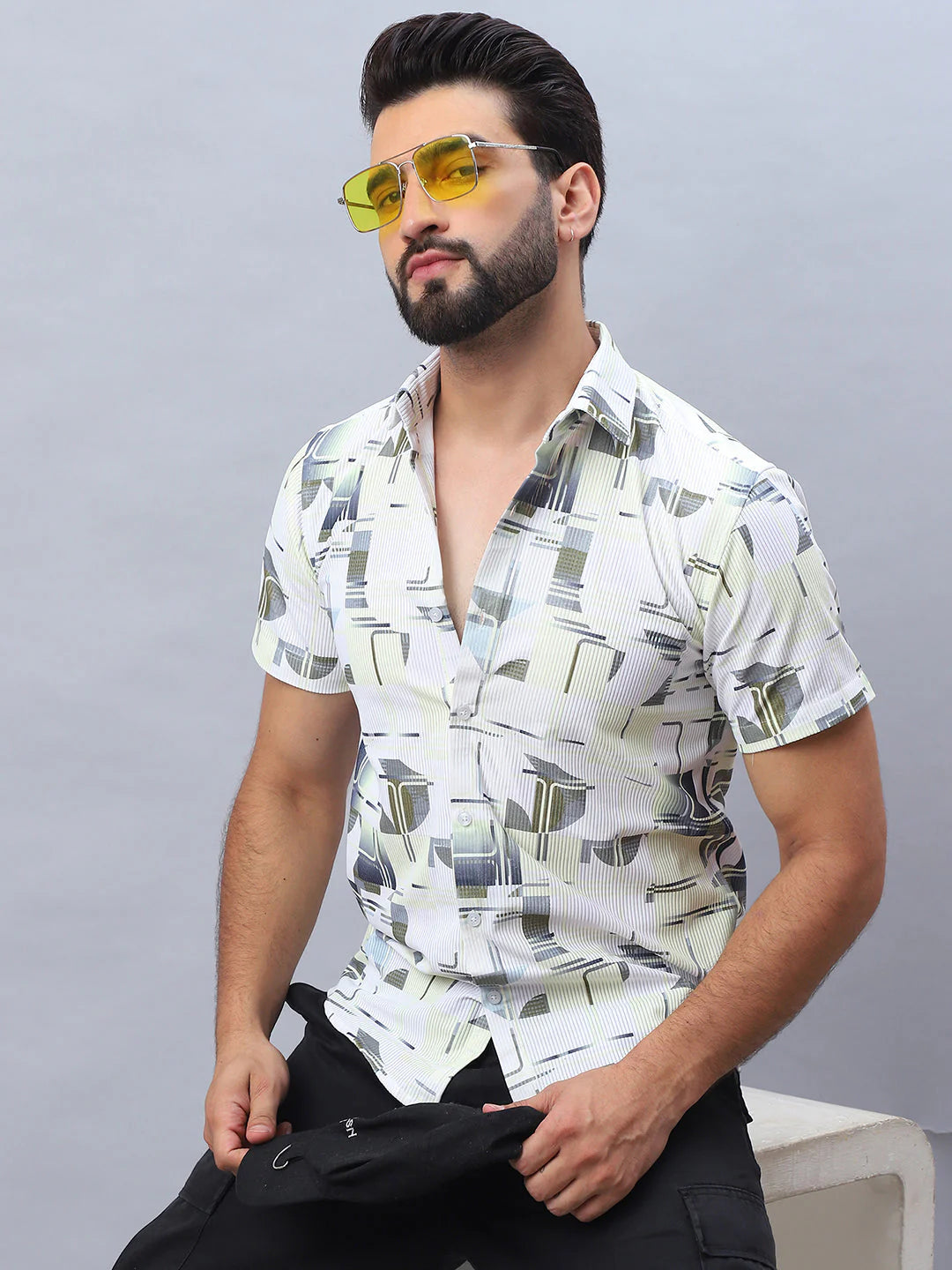 Printed Casual Shirt for Men - Lime