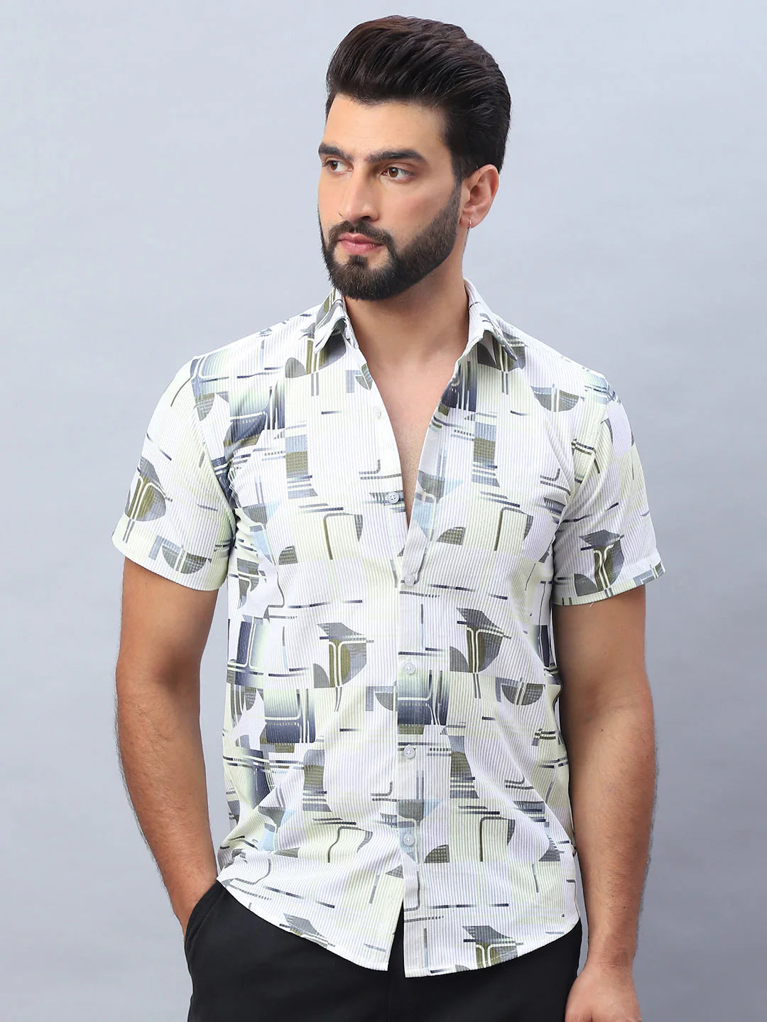 Printed Casual Shirt for Men - Lime