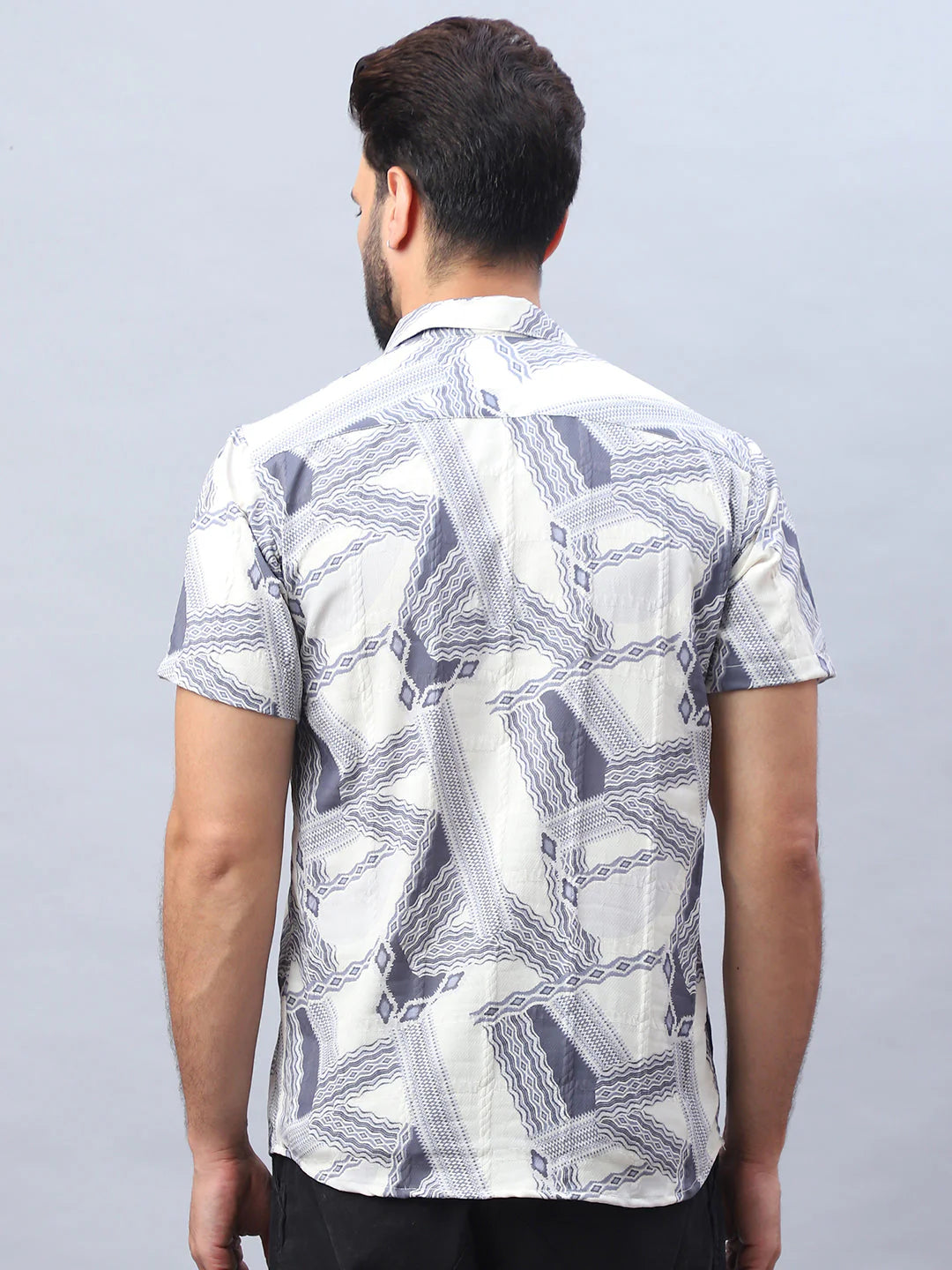 Abstract Printed Casual Shirt for Men - Grey