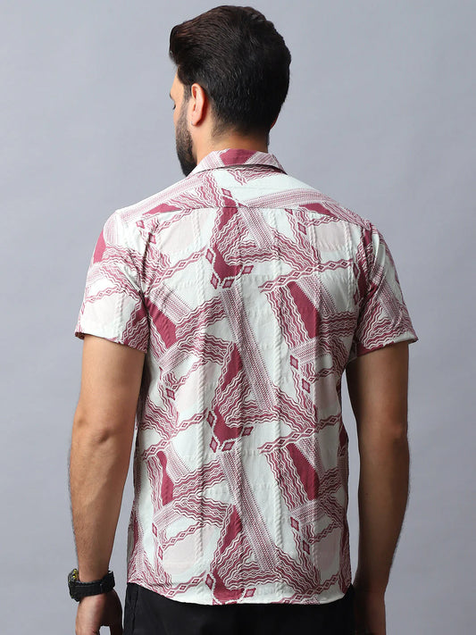 Abstract Printed Casual Shirt for Men - Red