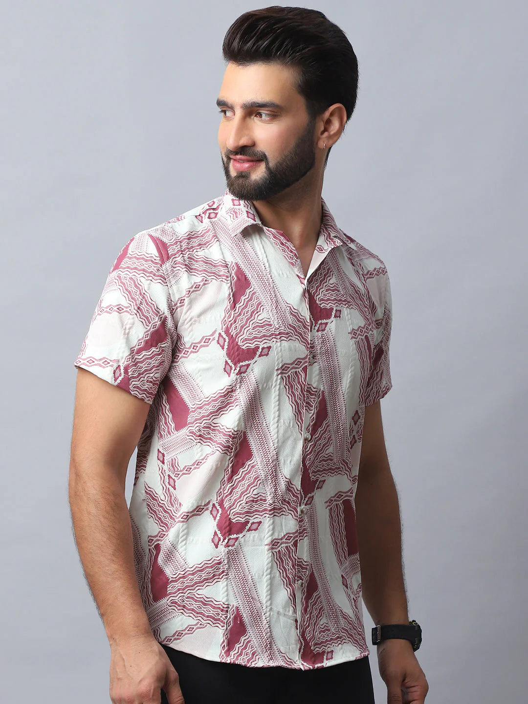 Abstract Printed Casual Shirt for Men - Red