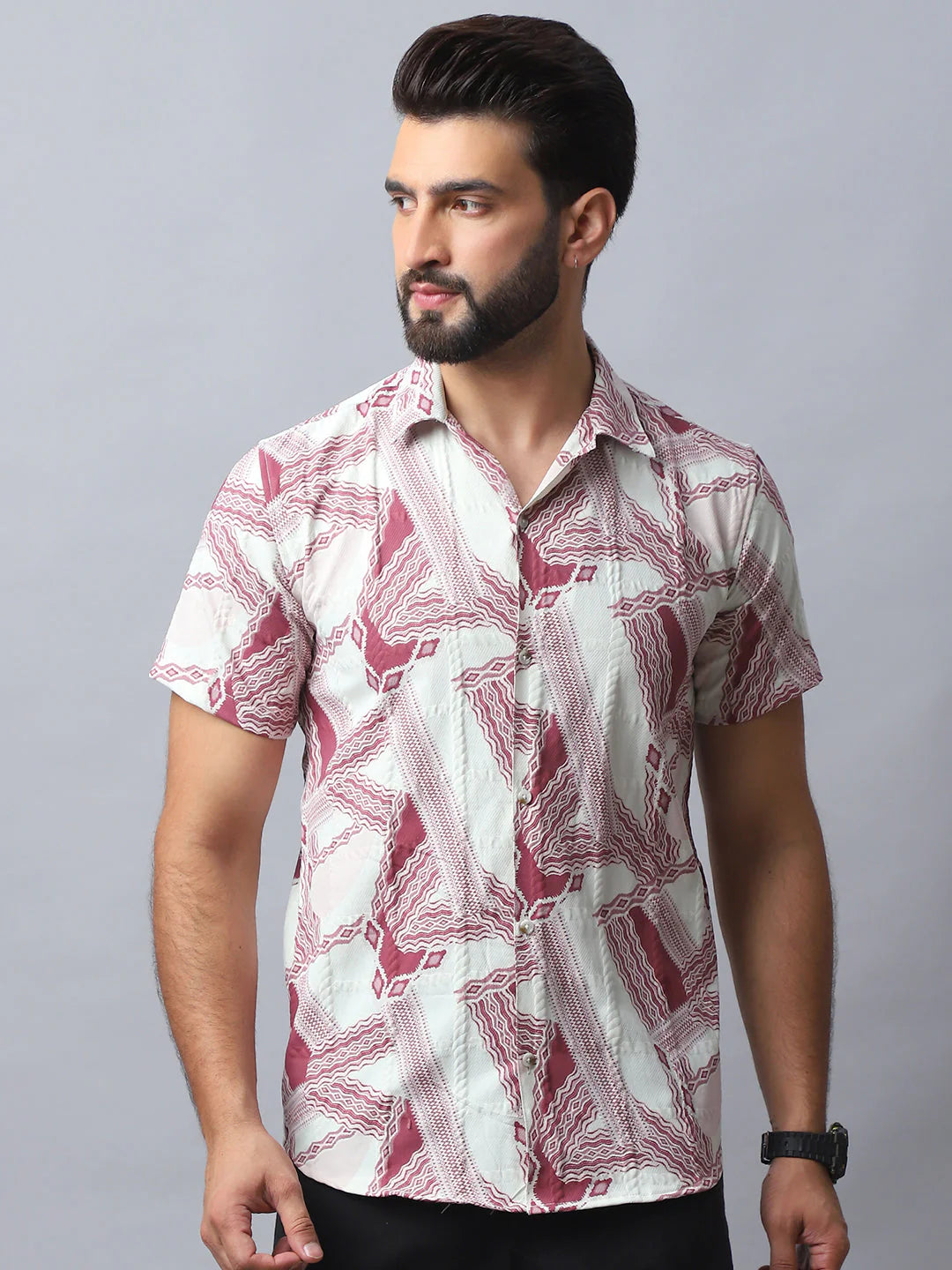 Abstract Printed Casual Shirt for Men - Red